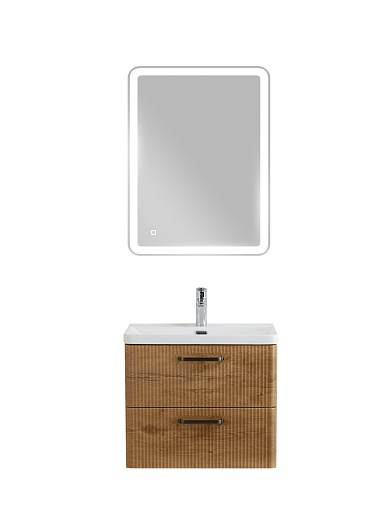 BelBagno Тумба с раковиной Due 60 подвесная Rovere Nature ручки Матовый тёмный никель – фотография-12